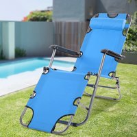 Zahradní rozkládací lehátko GRAVI modré s polštářkem