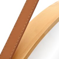 Kulaté zrcadlo na pásku LOFT 50 cm s dřevěným rámem - světle hnědé