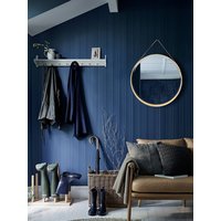 Kulaté zrcadlo na pásku LOFT 50 cm s dřevěným rámem - světle hnědé