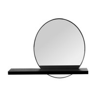 Oválné zrcadlo LOFT 35x30 cm s černou policí 45 cm
