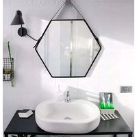 Šestiúhelníkové zrcadlo LOFT HEXAGON 47 cm - s tenkým černým rámem