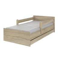 Dětská postel MAX bez motivu 180x90 cm se šuplíkem - světlý dub + 1x dlouhá a 1x krátká zábrana