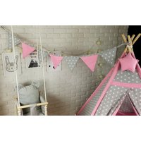 Dětský stan TEEPEE (TÝPÍ) EXCLUSIVE s doplňky - SVĚTLERŮŽOVÝ