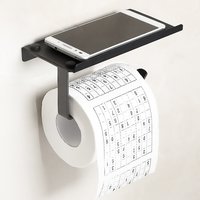 Držák toaletního papíru s poličkou - kovový - černý