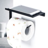 Držák toaletního papíru s poličkou - kovový - černý