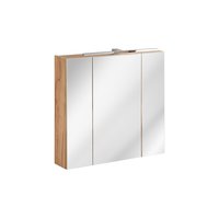 Koupelnová závěsná skříňka KAPA 80 cm dub zlatý - se zrcadlem