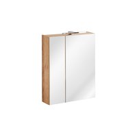 Koupelnová závěsná skříňka KAPA 60 cm dub zlatý - se zrcadlem