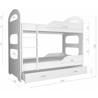 Dětská patrová postel Dominik se šuplíkem BÍLÁ - 160x80 cm