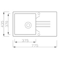 Kuchyňský žulový dřez EVA - 77,5 x 43,5 cm - šedý