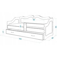 Dětská jednolůžková postel LILI se šuplíkem 180x80 cm - bílá