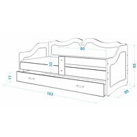 Dětská jednolůžková postel LILI se šuplíkem 160x80 cm - bílá