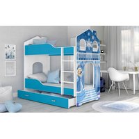 Dětská domečková patrová postel Dominik Y - 160x80 cm - LEDOVÁ PRINCEZNA