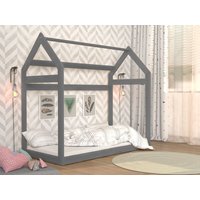 Dětská domečková postel DOMEK E - 160x80 cm - šedá