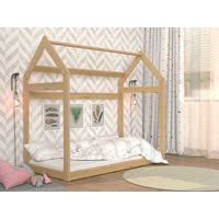 Dětská domečková postel DOMEK E - 160x80 cm - borovice
