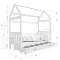 Dětská domečková postel DOMEK P - 160x80 cm - bílá