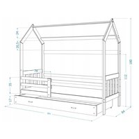 Dětská domečková postel DOMEK P - 190x80 cm - šedá
