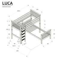 Dětská patrová postel do "L" z MASIVU BUK - LUCCA 200x90cm - přírodní
