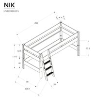 Dětská vyvýšená postel z MASIVU BUK - NIK 200x90cm - přírodní