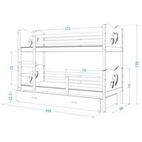 Dětská patrová postel se šuplíkem MAX R - 160x80 cm - šedá - vláček