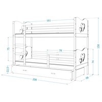 Dětská patrová postel se šuplíkem MAX R - 200x90 cm - modro-bílá - vláček