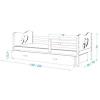 Dětská postel s přistýlkou MAX W - 200x90 cm - šedá/borovice - vláček