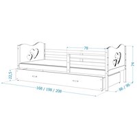 Dětská postel se šuplíkem MAX S - 160x80 cm - modro-bílá - vláček