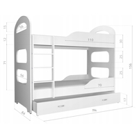 Dětská patrová postel Dominik se šuplíkem RŮŽOVÁ - 190x80 cm
