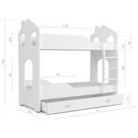 Dětská domečková postel se šuplíkem Dominik ŠEDÁ - 190x80 cm