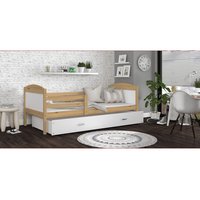 Dětská postel se šuplíkem MATTEO - 160x80 cm - bílá/borovice