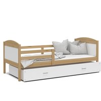 Dětská postel se šuplíkem MATTEO - 160x80 cm - bílá/borovice