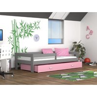 Dětská postel se šuplíkem HUGO V - 160x80 cm - růžovo-šedá