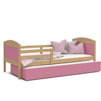 Dětská postel s přistýlkou MATTEO 2 - 190x80 cm - růžová/borovice
