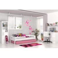 Dětská postel se šuplíkem HUGO V - 190x80 cm - růžovo-bílá