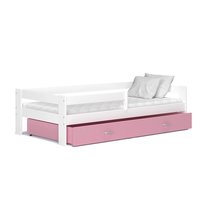 Dětská postel se šuplíkem HUGO V - 190x80 cm - růžovo-bílá