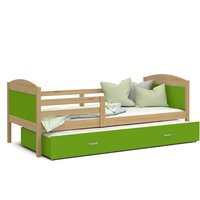 Dětská postel s přistýlkou MATTEO 2 - 200x90 cm - zelená/borovice