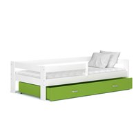 Dětská postel se šuplíkem HUGO V - 190x80 cm - zeleno-bílá