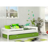 Dětská postel se šuplíkem HUGO V - 160x80 cm - zeleno-bílá