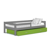 Dětská postel se šuplíkem HUGO V - 190x80 cm - zeleno-šedá