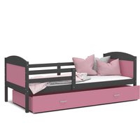 Dětská postel se šuplíkem MATTEO - 200x90 cm - růžovo-šedá