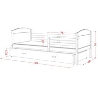 Dětská postel se šuplíkem MATTEO - 190x80 cm - růžová/borovice