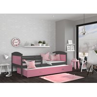 Dětská postel s přistýlkou MATTEO 2 - 190x80 cm - růžovo-šedá
