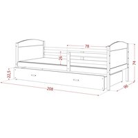 Dětská postel se šuplíkem MATTEO - 200x90 cm - bílá/borovice