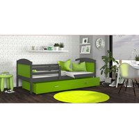 Dětská postel se šuplíkem MATTEO - 160x80 cm - zeleno-šedá