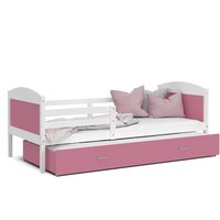 Dětská postel s přistýlkou MATTEO 2 - 200x90 cm - růžovo-bílá