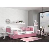 Dětská postel s přistýlkou MATTEO 2 - 200x90 cm - růžovo-bílá
