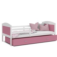 Dětská postel se šuplíkem MATTEO - 160x80 cm - růžovo-bílá