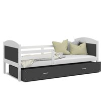 Dětská postel se šuplíkem MATTEO - 200x90 cm - šedo-bílá