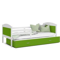 Dětská postel s přistýlkou MATTEO 2 - 200x90 cm - zeleno-bílá