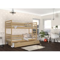 Dětská patrová postel se šuplíkem JACKIE - 190x80 cm - borovice + matrace ZDARMA
