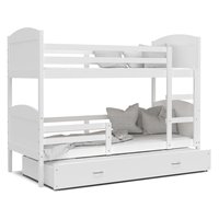 Dětská patrová postel s přistýlkou MATTEO - 200x90 cm - bílá